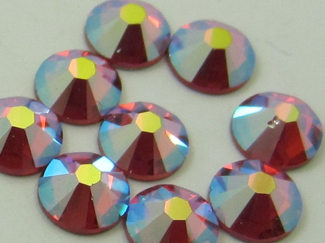 12 pcs. 34ss INDIAN PINK AB HOTFIX European Rhinestones